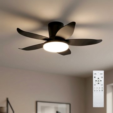 Brilagi - LED Stmívatelný stropní ventilátor LED/32W/230V 3000-6500K pr. 95 cm černá + dálkové ovládání