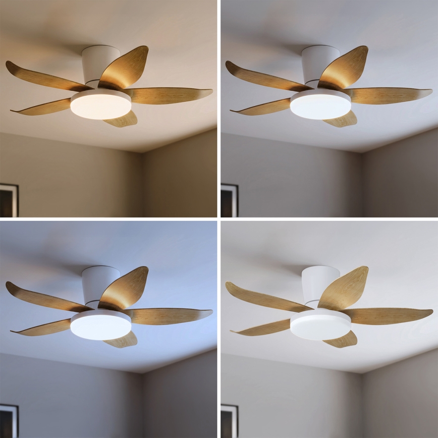 Brilagi - LED Stmívatelný stropní ventilátor LED/32W/230V 95 cm bílá/hnědá + dálkové ovládání