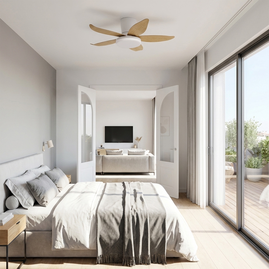 Brilagi - LED Stmívatelný stropní ventilátor LED/32W/230V 95 cm bílá/hnědá + dálkové ovládání