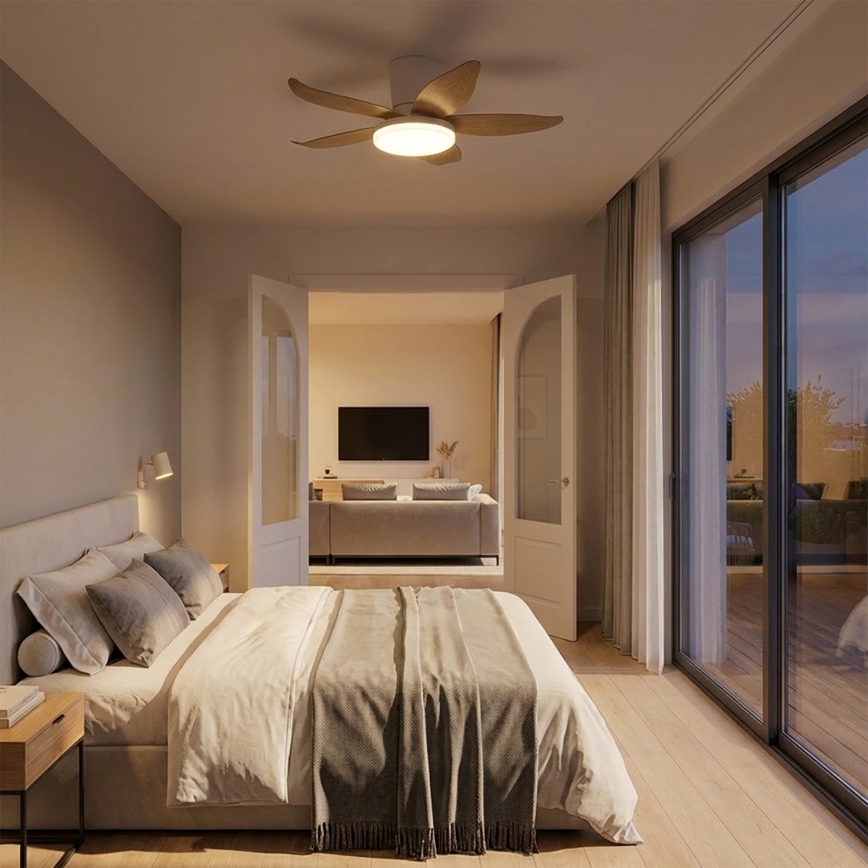 Brilagi - LED Stmívatelný stropní ventilátor LED/32W/230V 95 cm bílá/hnědá + dálkové ovládání