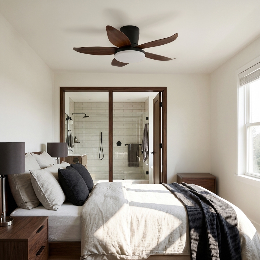 Brilagi - LED Stmívatelný stropní ventilátor LED/32W/230V 3000-6500K pr. 95 cm černá/hnědá + dálkové ovládání