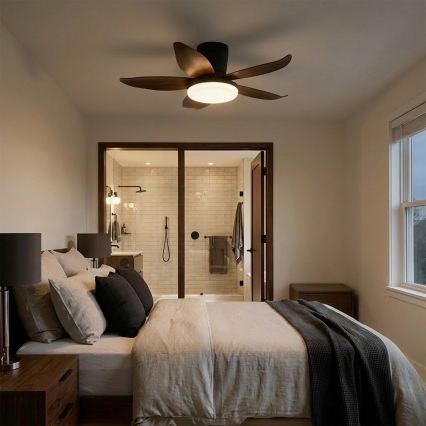 Brilagi - LED Stmívatelný stropní ventilátor LED/32W/230V 3000-6500K pr. 95 cm černá/hnědá + dálkové ovládání