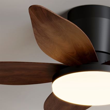 Brilagi - LED Stmívatelný stropní ventilátor LED/32W/230V 3000-6500K pr. 95 cm černá/hnědá + dálkové ovládání