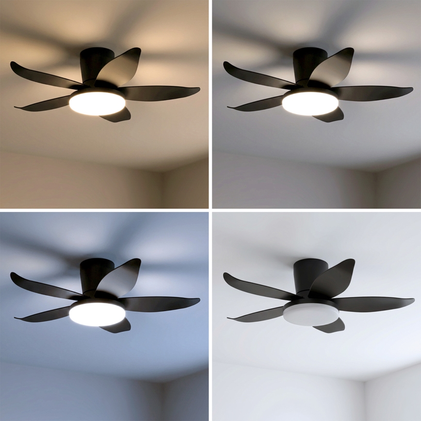 Brilagi - LED Stmívatelný stropní ventilátor LED/32W/230V 3000-6500K pr. 95 cm černá + dálkové ovládání