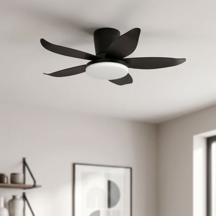 Brilagi - LED Stmívatelný stropní ventilátor LED/32W/230V 3000-6500K pr. 95 cm černá + dálkové ovládání