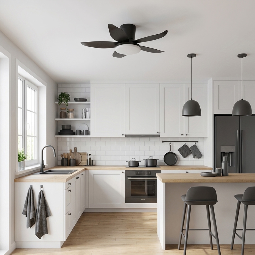 Brilagi - LED Stmívatelný stropní ventilátor LED/32W/230V 3000-6500K pr. 95 cm černá + dálkové ovládání