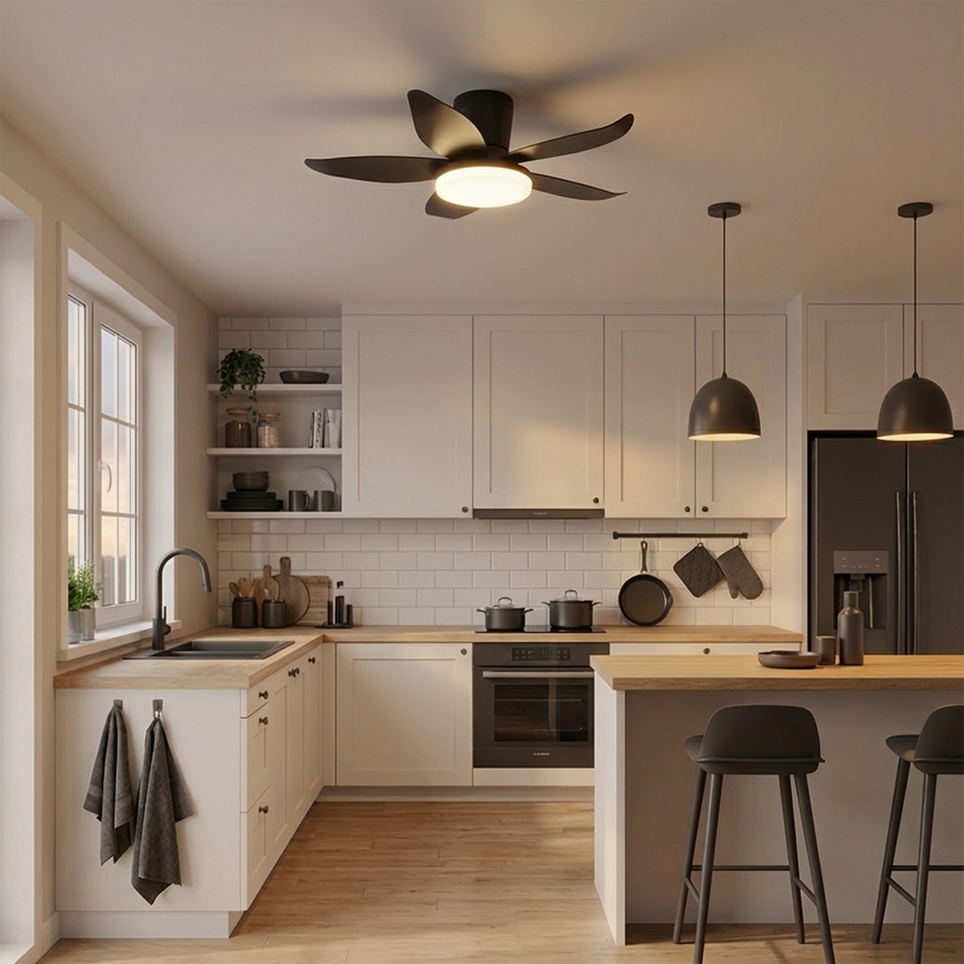 Brilagi - LED Stmívatelný stropní ventilátor LED/32W/230V 3000-6500K pr. 95 cm černá + dálkové ovládání