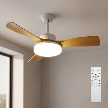 Brilagi - LED Stmívatelný stropní ventilátor LED/34W/230V 106 cm bílá/hnědá + dálkové ovládání