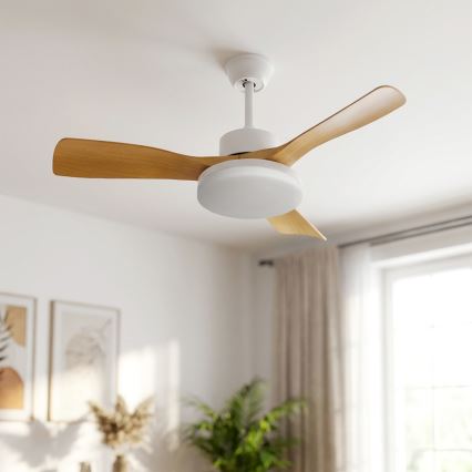 Brilagi - LED Stmívatelný stropní ventilátor LED/34W/230V 3000-6500K pr. 106 cm bílá/hnědá + dálkové ovládání