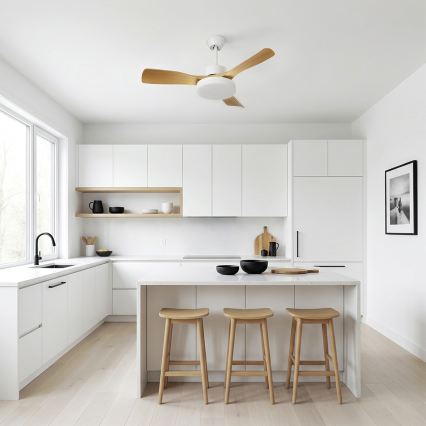 Brilagi - LED Stmívatelný stropní ventilátor LED/34W/230V 3000-6500K pr. 106 cm bílá/hnědá + dálkové ovládání