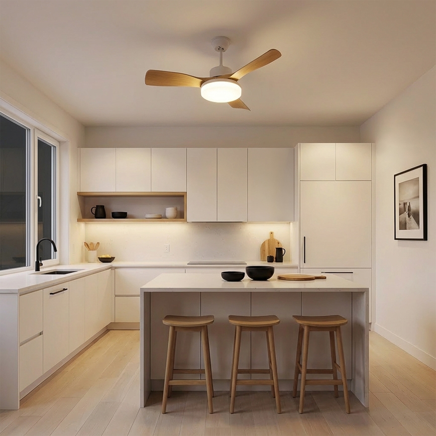 Brilagi - LED Stmívatelný stropní ventilátor LED/34W/230V 3000-6500K pr. 106 cm bílá/hnědá + dálkové ovládání