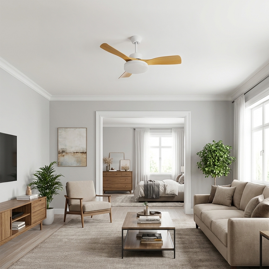 Brilagi - LED Stmívatelný stropní ventilátor LED/34W/230V 3000-6500K pr. 106 cm bílá/hnědá + dálkové ovládání