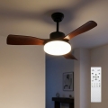 Brilagi - LED Stmívatelný stropní ventilátor LED/34W/230V 106 cm černá/hnědá + dálkové ovládání