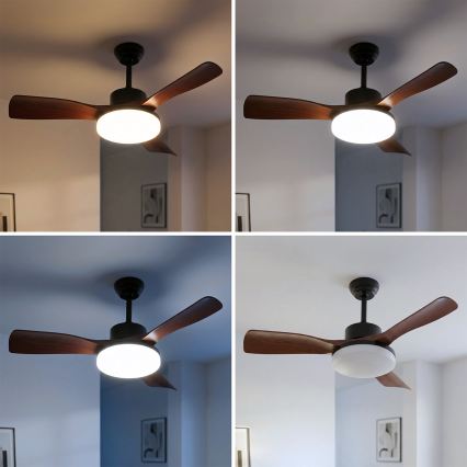 Brilagi - LED Stmívatelný stropní ventilátor LED/34W/230V 106 cm černá/hnědá + dálkové ovládání