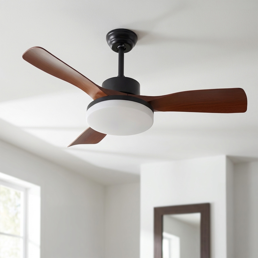 Brilagi - LED Stmívatelný stropní ventilátor LED/34W/230V 106 cm černá/hnědá + dálkové ovládání