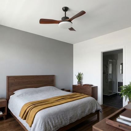 Brilagi - LED Stmívatelný stropní ventilátor LED/34W/230V 106 cm černá/hnědá + dálkové ovládání