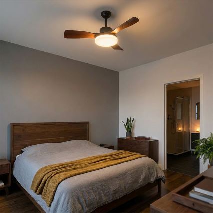 Brilagi - LED Stmívatelný stropní ventilátor LED/34W/230V 106 cm černá/hnědá + dálkové ovládání