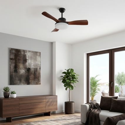 Brilagi - LED Stmívatelný stropní ventilátor LED/34W/230V 106 cm černá/hnědá + dálkové ovládání