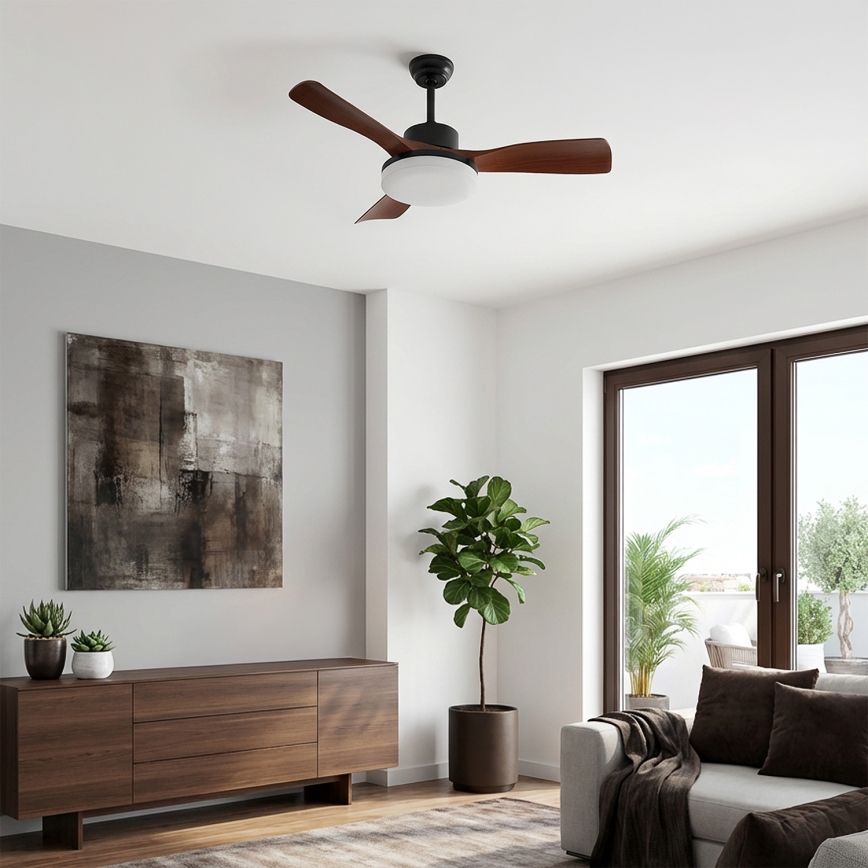 Brilagi - LED Stmívatelný stropní ventilátor LED/34W/230V 106 cm černá/hnědá + dálkové ovládání