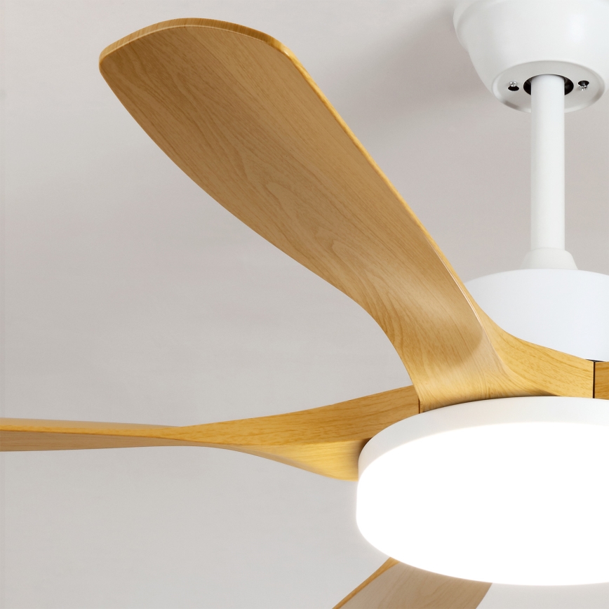 Brilagi - LED Stmívatelný stropní ventilátor LED/34W/230V 3000-6500K pr. 132 cm bílá/hnědá + dálkové ovládání