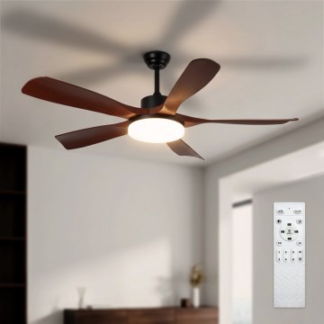 Brilagi - LED Stmívatelný stropní ventilátor LED/34W/230V 132 cm černá/hnědá + dálkové ovládání