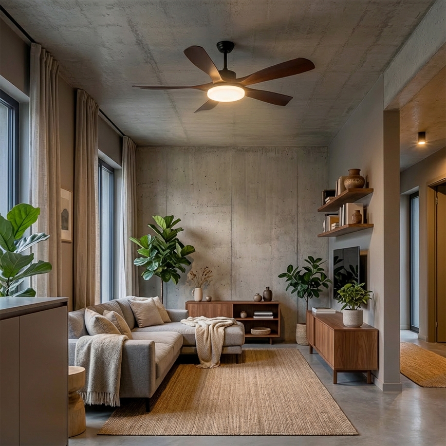 Brilagi - LED Stmívatelný stropní ventilátor LED/34W/230V 3000-6500K pr. 132 cm černá/hnědá + dálkové ovládání