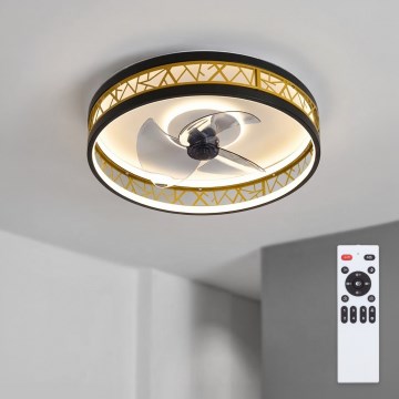 Brilagi - LED Stmívatelný stropní ventilátor LED/34W/230V 50 cm černá/zlatá + dálkové ovládání