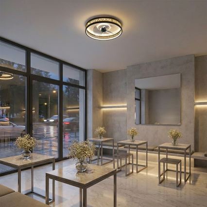Brilagi - LED Stmívatelný stropní ventilátor LED/34W/230V 3000-6500K pr. 50 cm černá/zlatá + dálkové ovládání