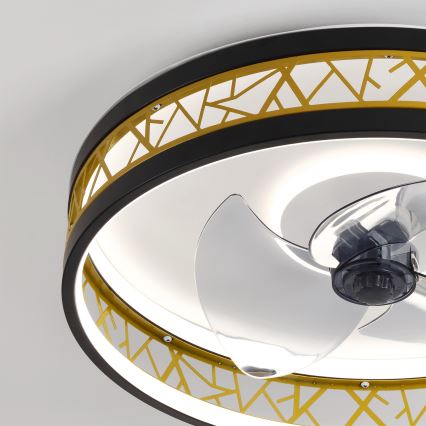 Brilagi - LED Stmívatelný stropní ventilátor LED/34W/230V 3000-6500K pr. 50 cm černá/zlatá + dálkové ovládání