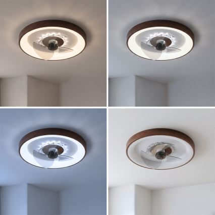 Brilagi - LED Stmívatelný stropní ventilátor LED/34W/230V pr. 46 cm hnědá + dálkové ovládání