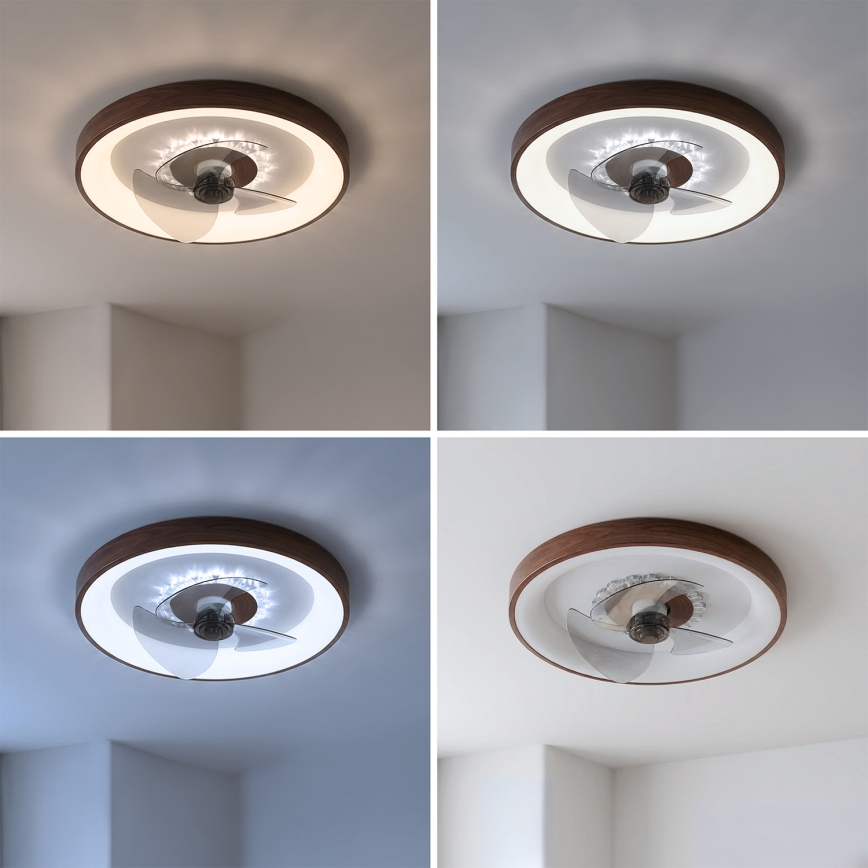 Brilagi - LED Stmívatelný stropní ventilátor LED/34W/230V pr. 46 cm hnědá + dálkové ovládání