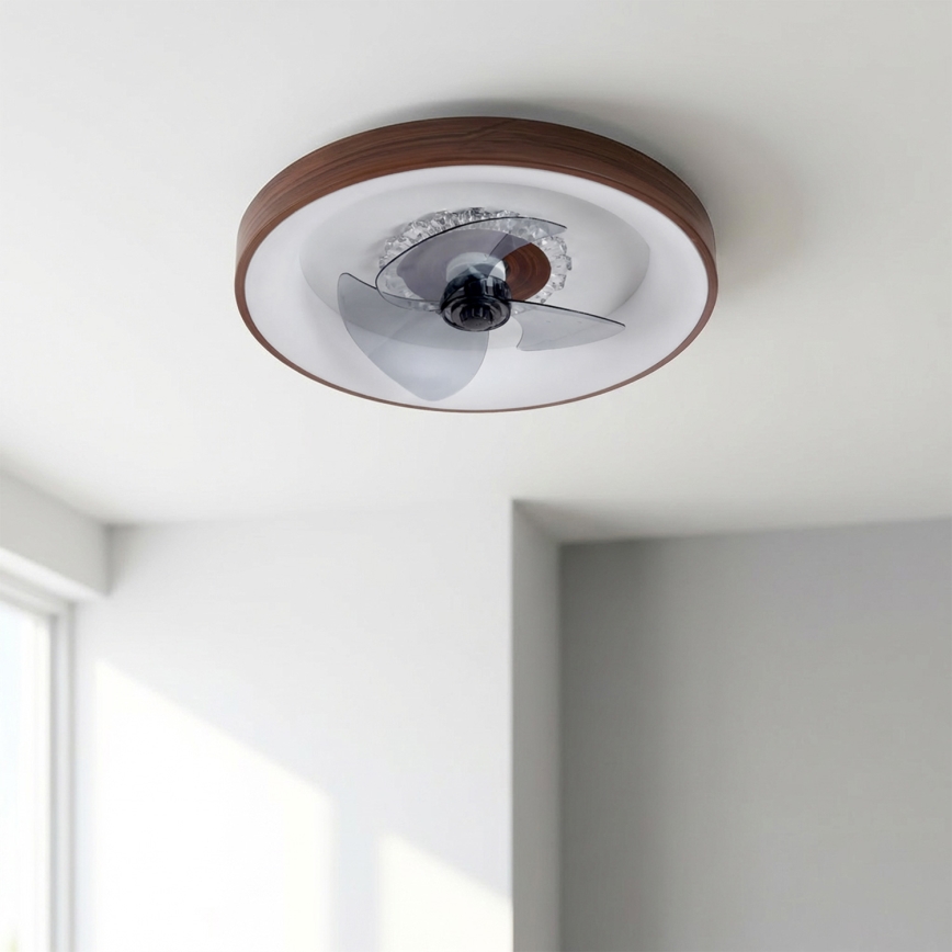 Brilagi - LED Stmívatelný stropní ventilátor LED/34W/230V pr. 46 cm hnědá + dálkové ovládání