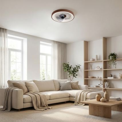 Brilagi - LED Stmívatelný stropní ventilátor LED/34W/230V pr. 46 cm hnědá + dálkové ovládání