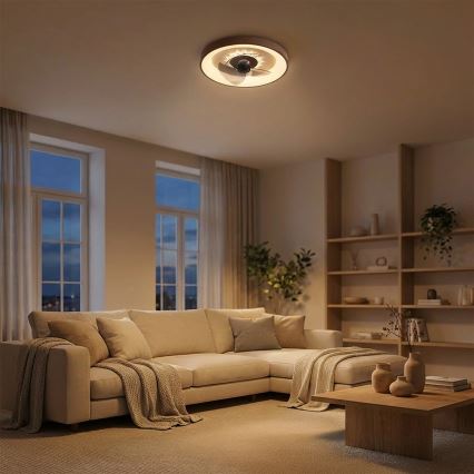 Brilagi - LED Stmívatelný stropní ventilátor LED/34W/230V pr. 46 cm hnědá + dálkové ovládání