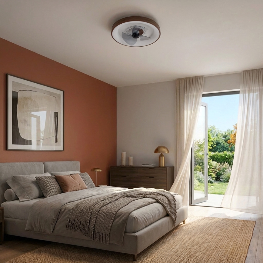 Brilagi - LED Stmívatelný stropní ventilátor LED/34W/230V pr. 46 cm hnědá + dálkové ovládání