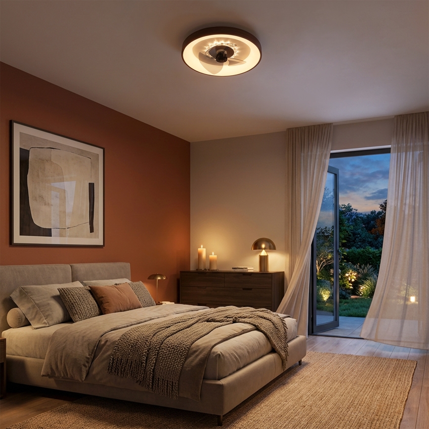 Brilagi - LED Stmívatelný stropní ventilátor LED/34W/230V pr. 46 cm hnědá + dálkové ovládání