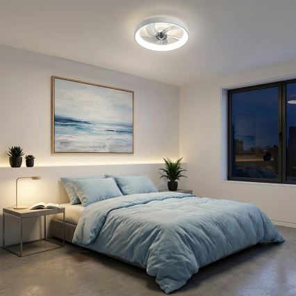 Brilagi - LED Stmívatelný stropní ventilátor LED/34W/230V 3000-6500K pr. 50 cm bílá + dálkové ovládání