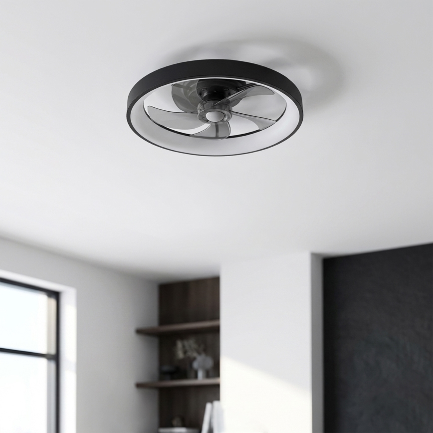 Brilagi - LED Stmívatelný stropní ventilátor LED/34W/230V pr. 50 cm černá + dálkové ovládání
