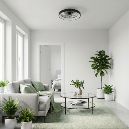 Brilagi - LED Stmívatelný stropní ventilátor LED/34W/230V pr. 50 cm černá + dálkové ovládání