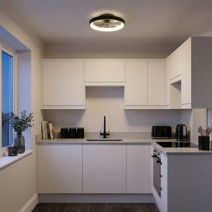 Brilagi - LED Stmívatelný stropní ventilátor LED/34W/230V pr. 50 cm černá + dálkové ovládání