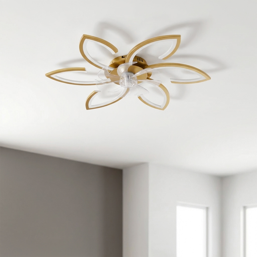Brilagi - LED Stmívatelný stropní ventilátor LED/34W/230V pr. 78 cm zlatá + dálkové ovládání