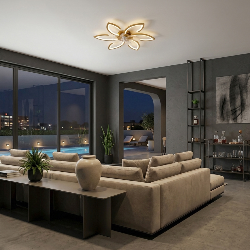 Brilagi - LED Stmívatelný stropní ventilátor LED/34W/230V pr. 78 cm zlatá + dálkové ovládání
