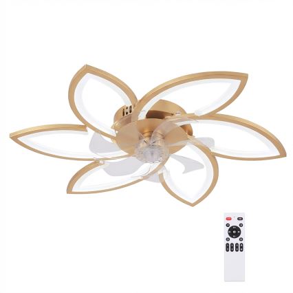 Brilagi - LED Stmívatelný stropní ventilátor LED/34W/230V pr. 78 cm zlatá + dálkové ovládání