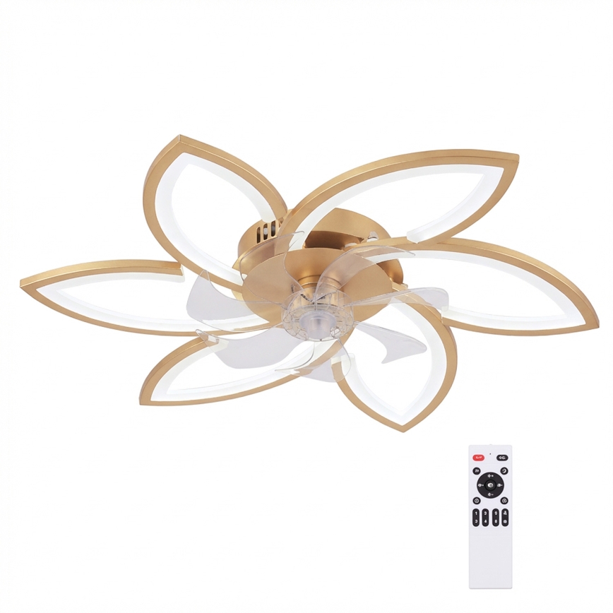Brilagi - LED Stmívatelný stropní ventilátor LED/34W/230V pr. 78 cm zlatá + dálkové ovládání