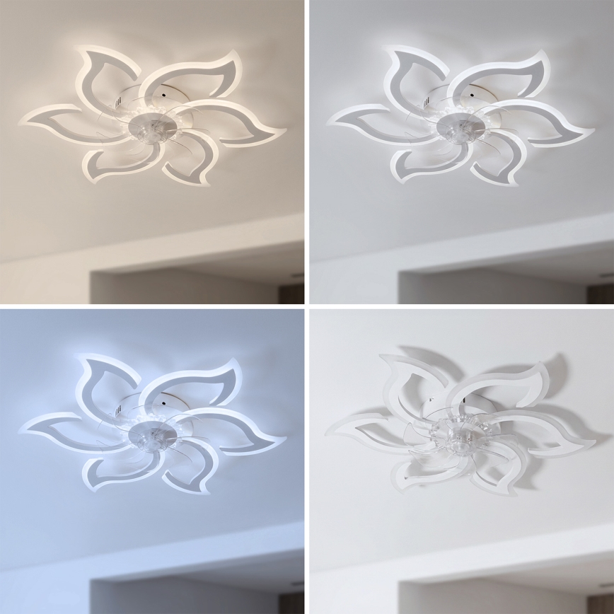 Brilagi - LED Stmívatelný stropní ventilátor LED/34W/230V pr. 83 cm bílá + dálkové ovládání