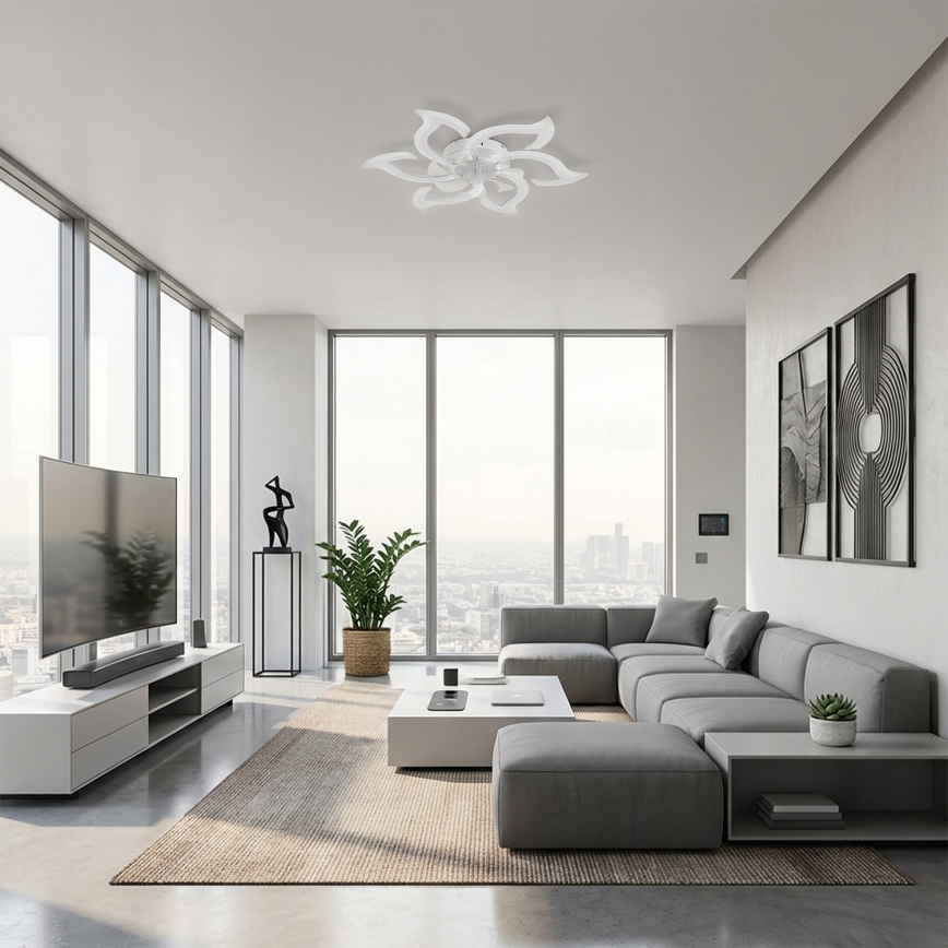 Brilagi - LED Stmívatelný stropní ventilátor LED/34W/230V pr. 83 cm bílá + dálkové ovládání