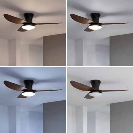 Brilagi - LED Stmívatelný stropní ventilátor LED/38W/230V 3000-6500K pr. 100 cm černá/hnědá + dálkové ovládání