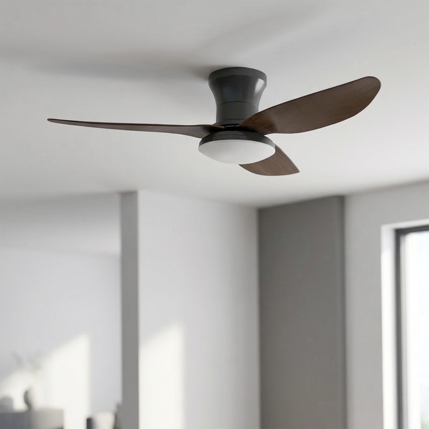 Brilagi - LED Stmívatelný stropní ventilátor LED/38W/230V 3000-6500K pr. 100 cm černá/hnědá + dálkové ovládání