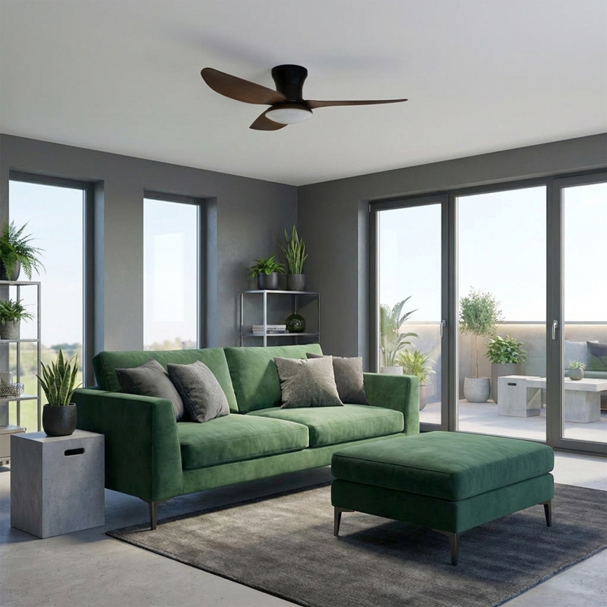 Brilagi - LED Stmívatelný stropní ventilátor LED/38W/230V 3000-6500K pr. 100 cm černá/hnědá + dálkové ovládání