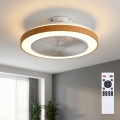 Brilagi - LED Stmívatelný stropní ventilátor LED/38W/230V 3000-6500K pr. 50 cm bílá/hnědá + dálkové ovládání